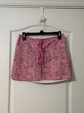 Pink Paisley Drawstring Swim Skirt